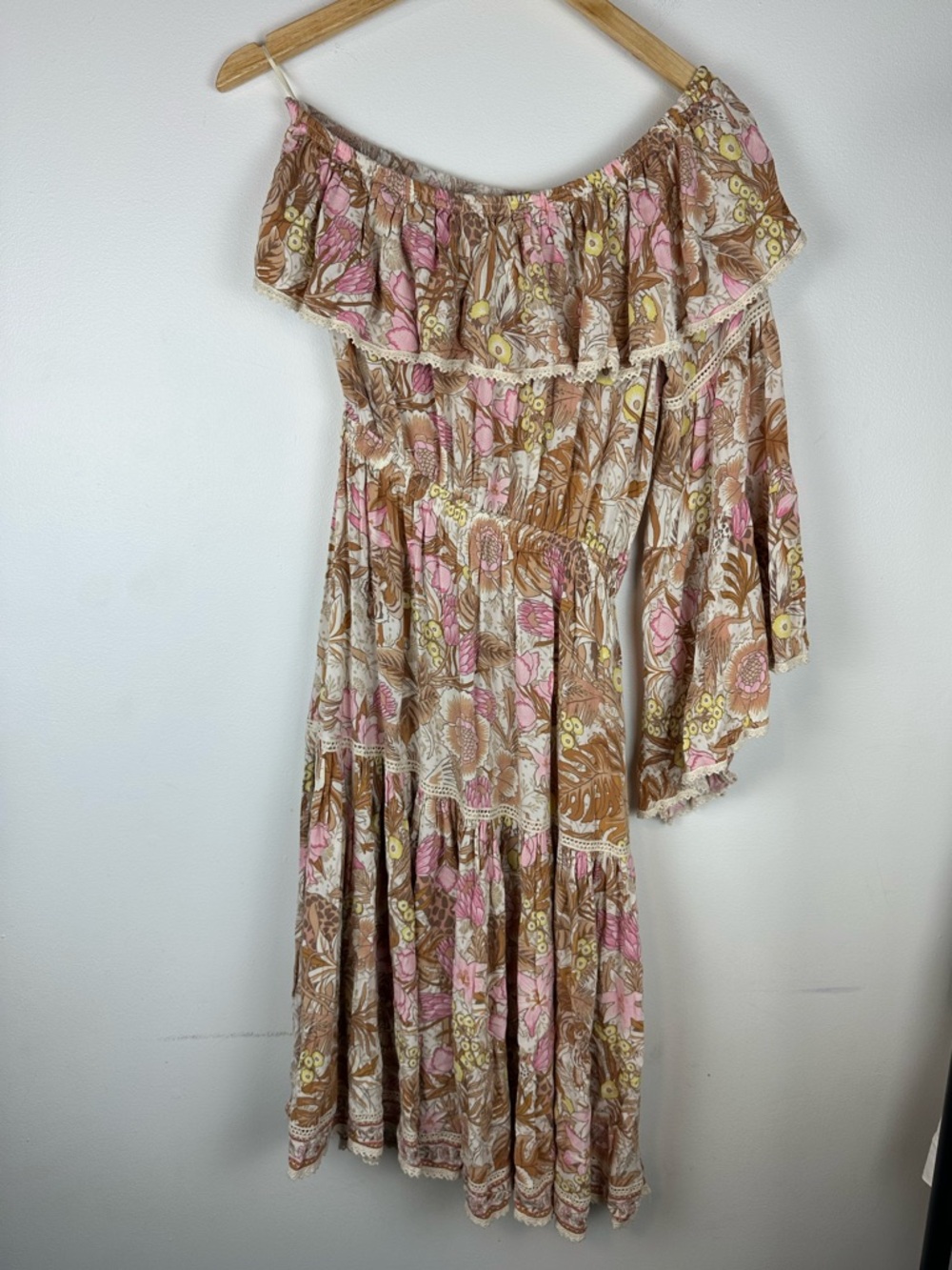 Spell Jungle One-Shoulder Boho Lace Midi Dress Women’s Sz S - Picture 7 of 9